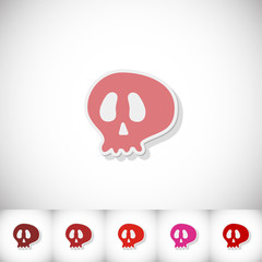 Skull. Flat sticker with shadow on white background