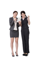 business woman holding pad