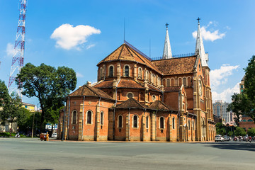 Fototapeta premium Notre Dame Cathedral built in 1880's by France, Hochiminh city, Vietnam.