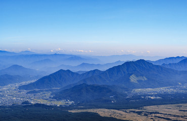 Mountains and village view fron Fuji san