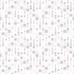Seamless pattern. It consists of through geometric elements having a square shape, different size and color. On a white background. Useful as design element for texture and artistic compositions.