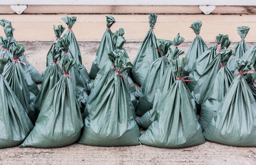 Sand bags help keep flood waters out