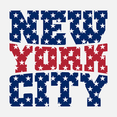 T shirt typography graphics New York. Athletic style NYC. Fashion american stylish print for sports wear. Color on white emblem. Template for apparel, card, poster. Symbol big city Vector illustration