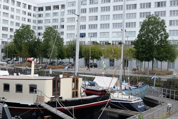 Modern building at the port of Antwerp