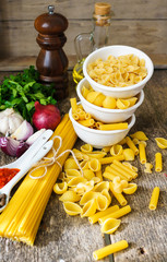 Different kinds of italian pasta