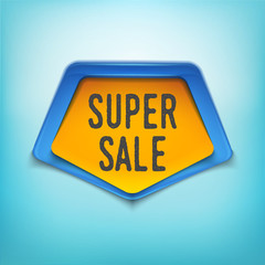 Super sale paper banner with frame. Vector illustration