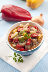 Colorful vegetable stew in a bowl