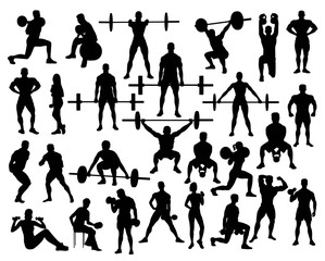 Power Lifting Silhouettes, art vector design