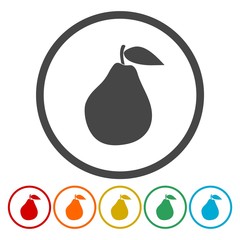 Pear icon sign. Pear icon flat design. 