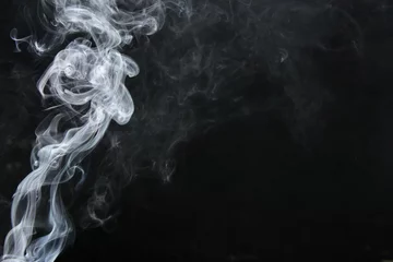 Fototapete Rauch weißer Rauch isoliert auf schwarzem Hintergrund