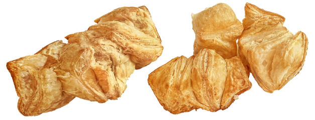 Bunch of Zu-Zu Square Sesame Croissant Puff Pastry Isolated on White Background