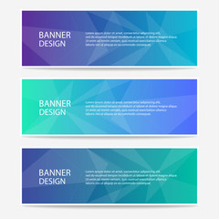 Banner design. Collection of three beautiful banners with polygonal background.