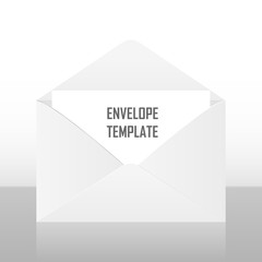 White open envelope mock up, template isolated.