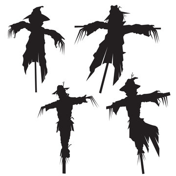 set of scarecrows, vector illustration