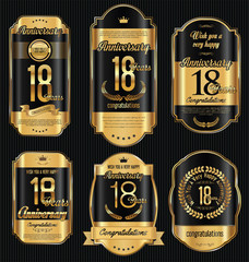 Anniversary golden retro vintage labels collection