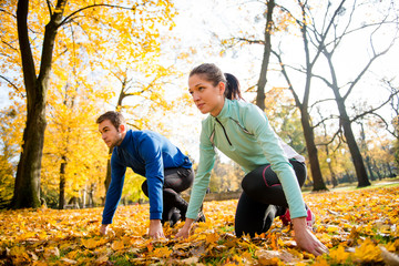 Competing couple prepared for run