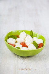 Caprese salad on a wooden table