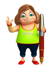 kid girl with Pen