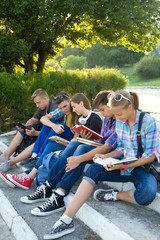 students in park
