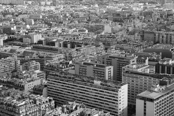 black and white photo of the top view beautiful Parisian sleepin