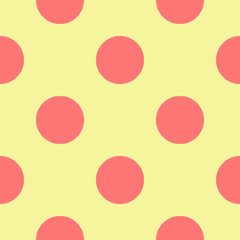 Circle seamless pattern. Red circles on a yellow background.