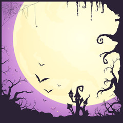 Vector Illustration of a Halloween Poster Background with Scary Castle