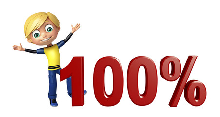 kid boy with 100% sign