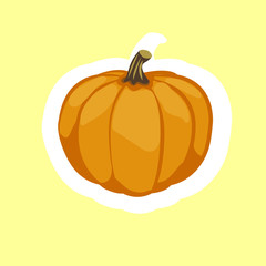 Halloween pumpkins - stickers on yellow background