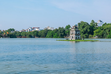 Fototapeta premium Hoan Kiem Lake is a lake in the historical center of Hanoi, the capital city of Vietnam.
