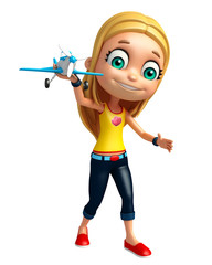 kid girl with Plane