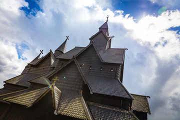 Fototapeta na wymiar Close-up of eidsborg wooden stave church in Telemark Norway