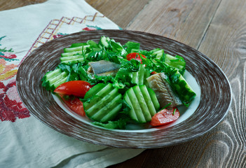 Finnish vegetable salad with fish