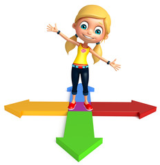 kid girl with Arrow sign