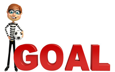 Thief with Football & goal sign