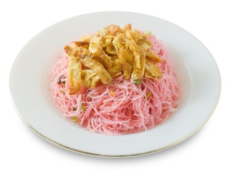 Asian Fried Rice Vermicelli with Eggs and Scallion