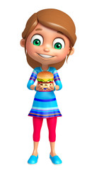 kid girl with Burger