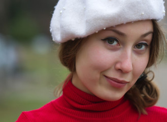 Portrait girl smiling beret
