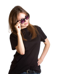 Girl sunlasses isolated white