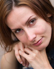 Young woman lotus looking