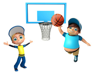 Kid boy with Playing Basket Ball