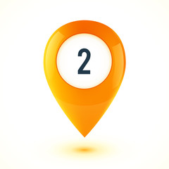 Orange realistic 3D vector glossy map point symbol