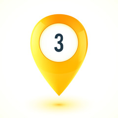 Yellow realistic 3D vector glossy map point symbol