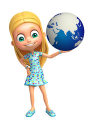 kid girl with Earth