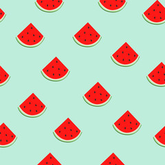 Watermelon vector seamless illustration, summer design background, textile design trend
