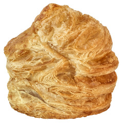 Cheese Croissant Puff Pastry Bun Isolated on White Background