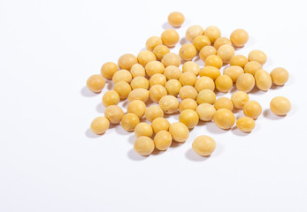 Soy beans on white background.