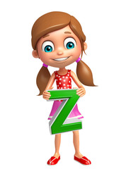kid girl with Z alphabate
