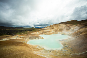 Hot pool at Krafla volcanic field in Iceland