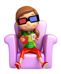 kid girl with 3D goggle