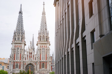 View of the gothic basilica in the city
